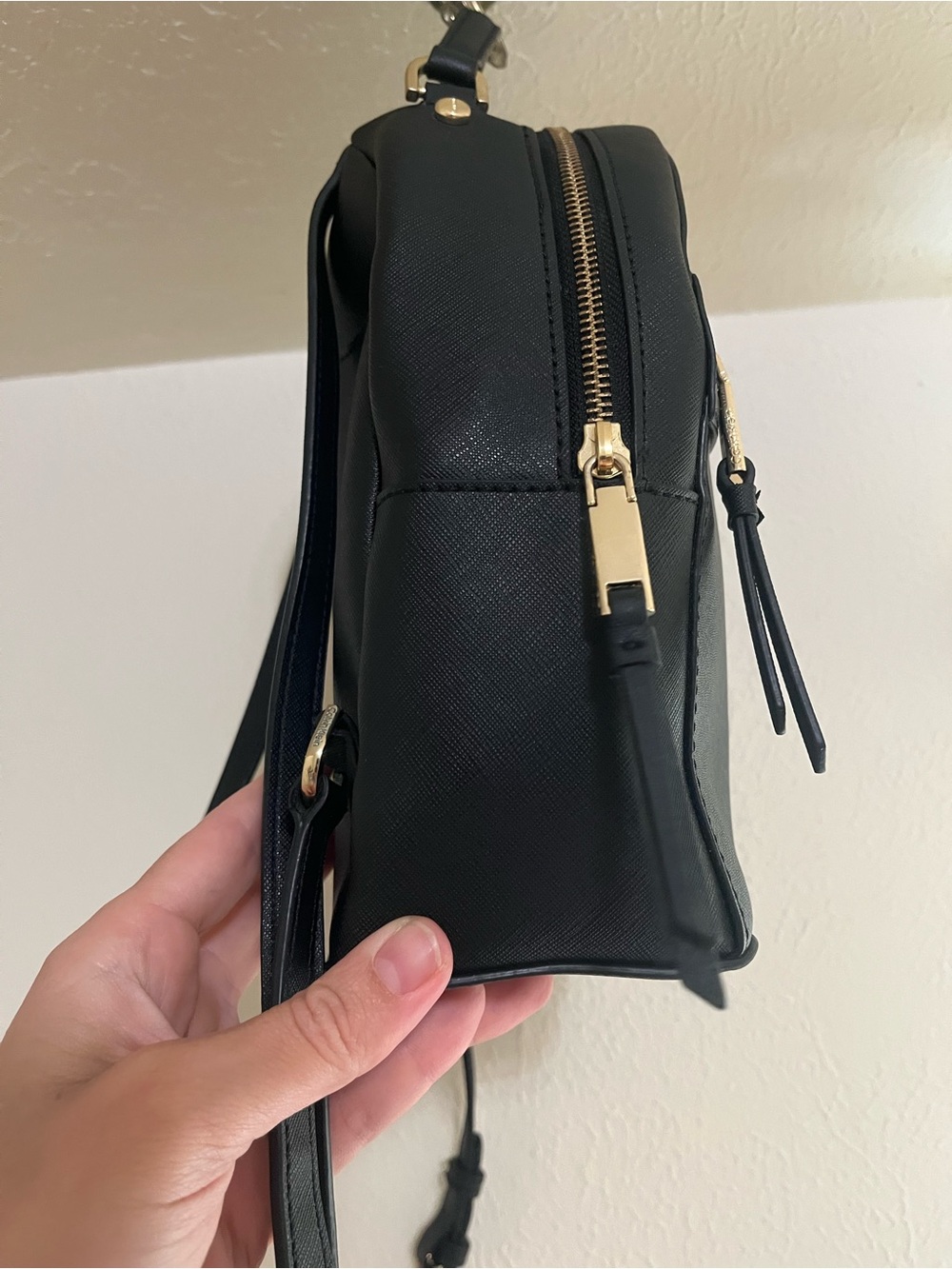 Calvin Klein Black Floral Mini Backpack with Gold Hardware - Picture 4 of 8